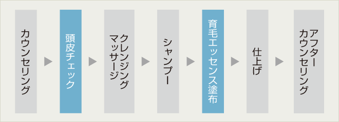 スカルプケアコースの流れ 福岡の薄毛・抜け毛対策